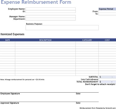 Expense Reimbursement Template - Free Template Download,Customize and Print