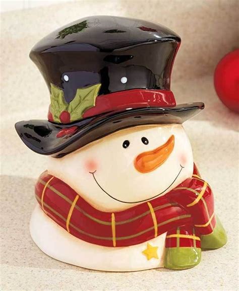 1 Cookie Jar Snowman Country Christmas Kitchen Counter Holiday Home Decor Snowman Cookie Jar