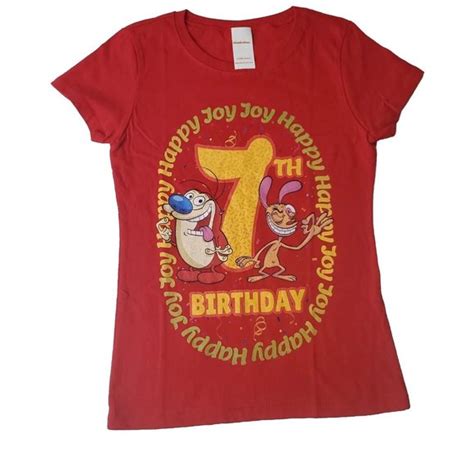 Nickelodeon Shirts And Tops Nickelodeon Ren Stimpy 7th Birthday Girls Short Sleeve Tee Shirt