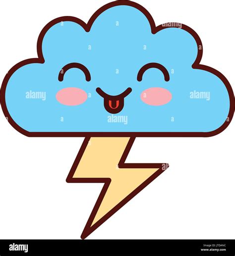 Hermosa Nube De Fantas A Con Ray Tormenta El Ctrica Personaje Kawaii