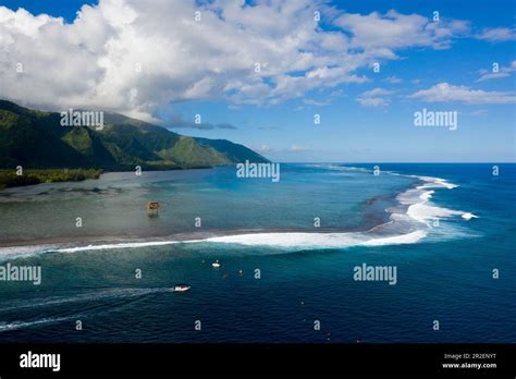 Aerial View Of Teahupoo Tahiti French Polynesia Stock Photo Alamy