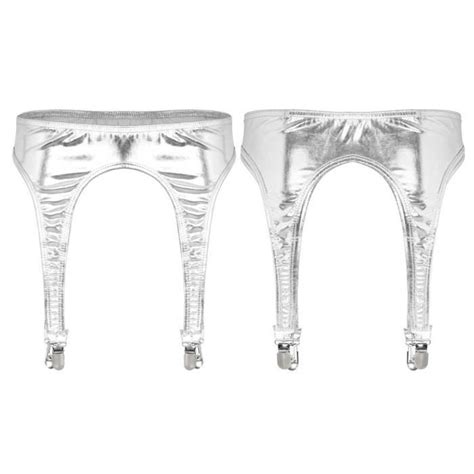 Porte Jarretelle Sfp Silver F Lingerie M Tallique Brillante Pinces Bouche De