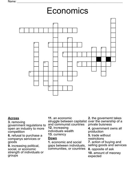 Economics Crossword Wordmint