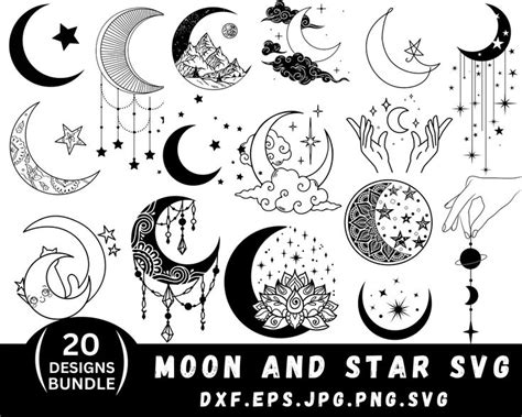 Moon And Star Svg Png Moon Svg Bundle Svg Files For Cricut Moon