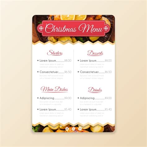 Free Vector Christmas Menu Template With Image