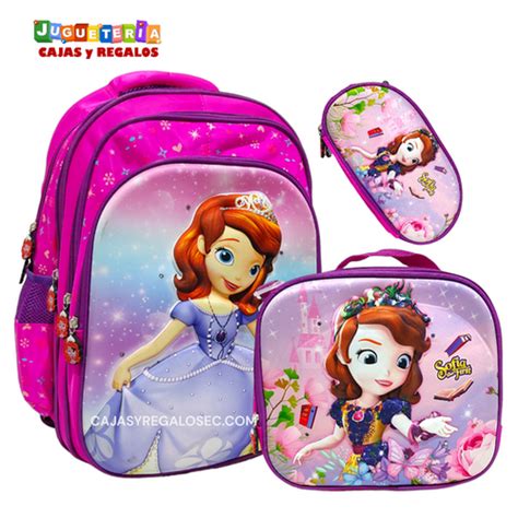 Mochila Escolar Piezas Lonchera Y Cartuchera Princesita Sofia