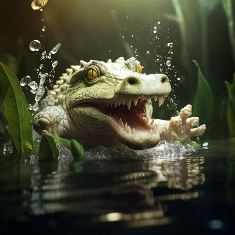 Premium Photo | A crocodile in the water
