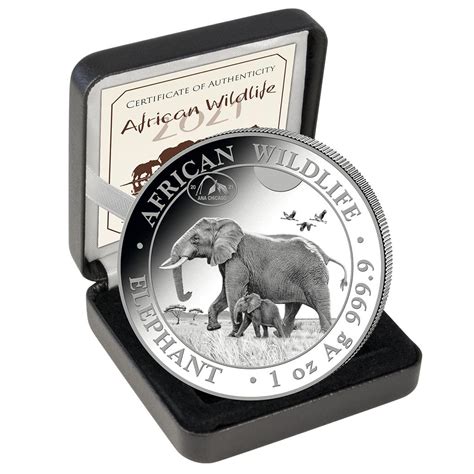 Silver Ounce 2021 African Wildlife Elephant ANA Coin From Somalia