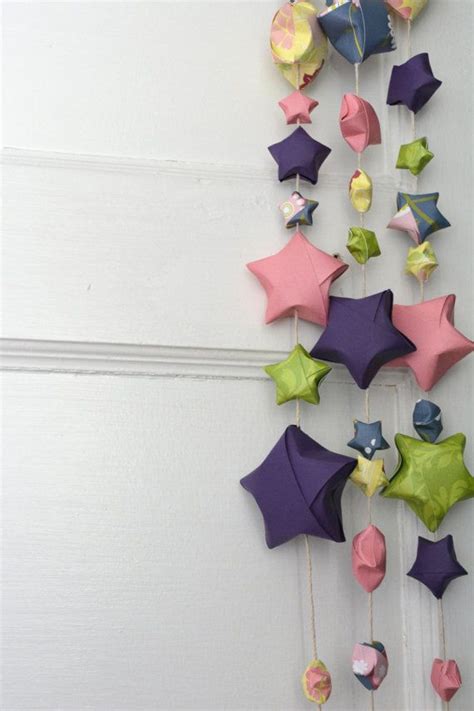 Paper star garland, nursery garland, pink purple blue green garlands ...