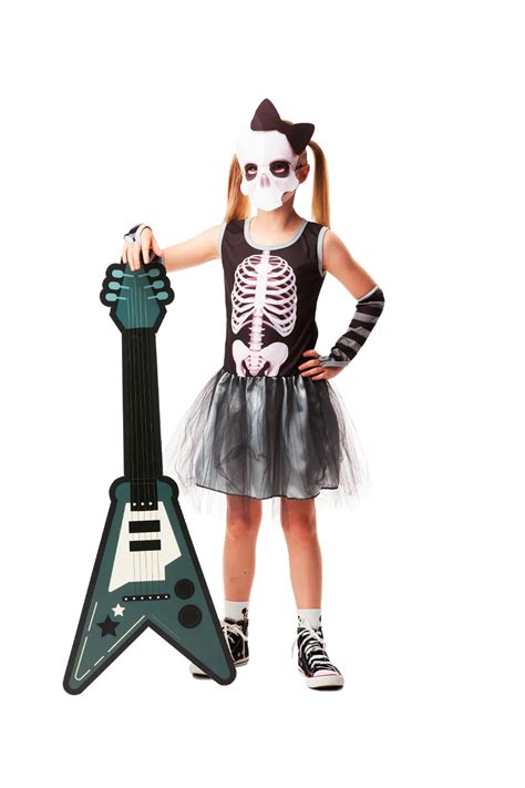 Vestido Fantasia Infantil Esqueleto Rockstar Emfantasy