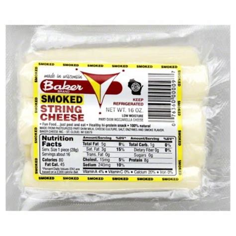 Baker Smoked String Cheese 16 Ct 1 Oz Each Frys Food Stores