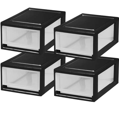 Iris 6 Quart Compact Stacking Drawer 4 Pack Black Target Cube