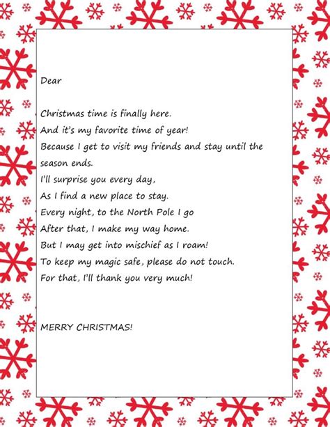 Elf On The Shelf Arrival Letter Printable Template Free Sunny Home