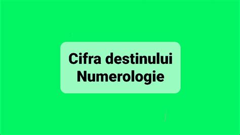 Cifra Destinului Numerologie Youtube