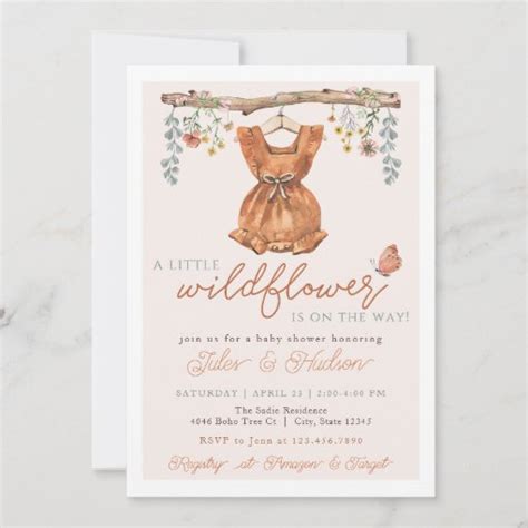 Boho Girl Wildflower Baby In Bloom Shower Invitation Zazzle