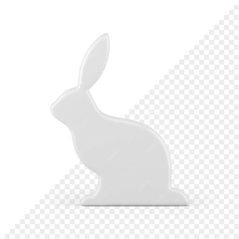 Premium Psd Cute White Easter Rabbit Slim Glossy Festive Statuette