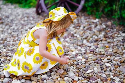 Cute Year Old Blonde Girl Walking Playing Grass Wearing Summer Stock Photo Greatpics
