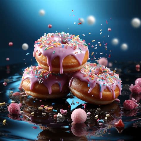 Premium Ai Image Delicious Glazed Doughnuts Arrangement