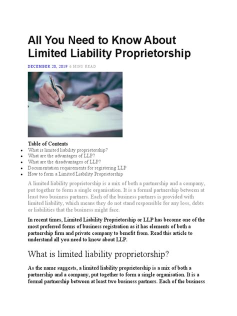 All You Need To Know About Limited Liability Proprietorship Pdf Law Limited Liability