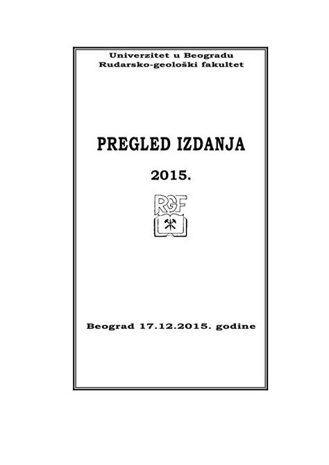 PDF PREGLED IZDANJA Rgf Bg Ac Rsrgf Bg Ac Rs Publikacije Biblioteka