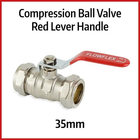 Mm Compression Lever Ball Valve Red Handle Plumbing Shut Off