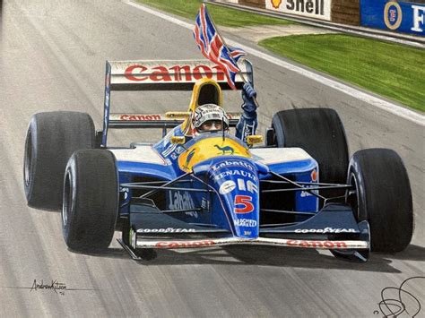 Nigel Mansell Signed Andrew Kitson Original Williams Fw B Victory