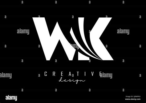 Creative White Letter Wk W K Logo With Leading Lines And Road Concept Design Letters With