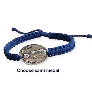 Infant Of Prague Adjustable Macrame Bracelet Patron Saint Medal