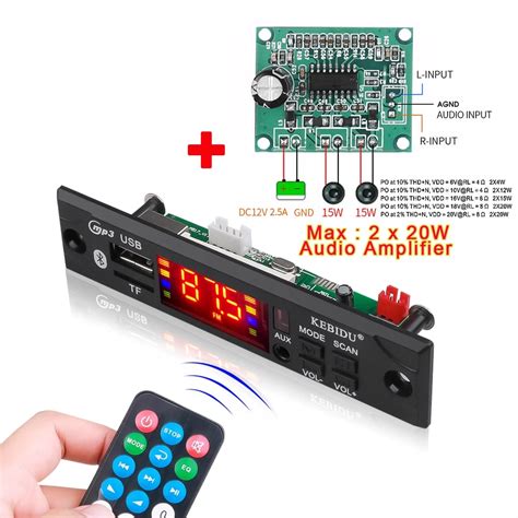 Kebidu Car Audio Usb Tf Fm Radio Module Wireless Bluetooth V V Mp