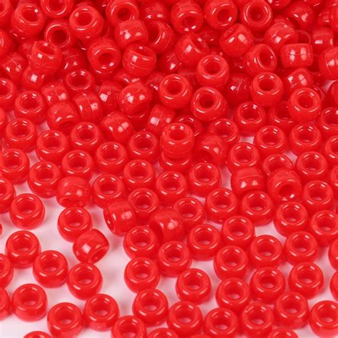 Amazon Quefe 1200pcs 6x9mm Red Pony Beads Bulk Acrylic Pony Beads