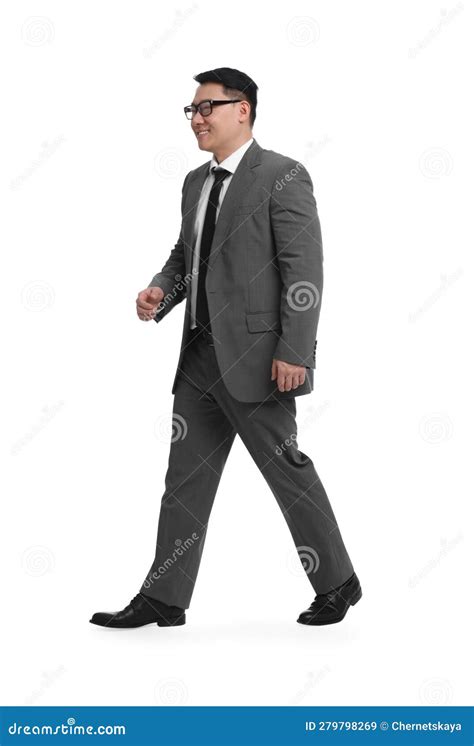 Businessman In Suit Walking On White Background Stock Image Image Of