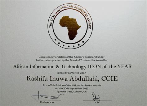 Dg Nitda Honoured As The African Information Technology Icon Of The