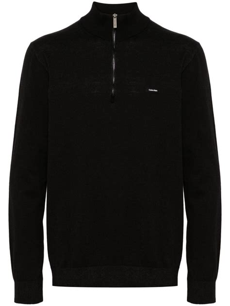 Calvin Klein Zip Up Cotton Blend Jumper Farfetch