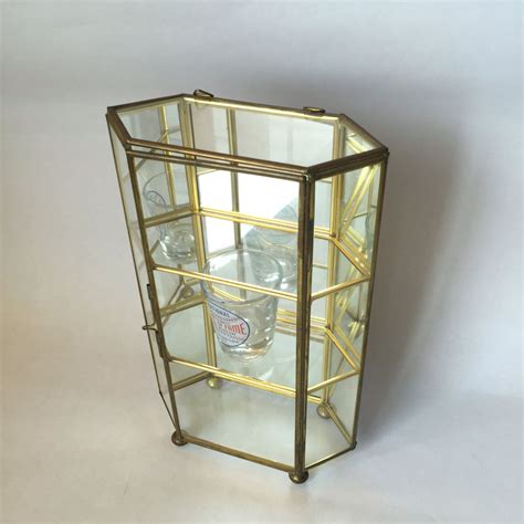 Brass And Glass Display Case Vintage Tabletop Shadow Box Mirrored Three