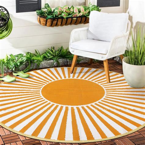 Anidaroel Round Outdoor Rugs Ft For Patios Clearance Waterproof