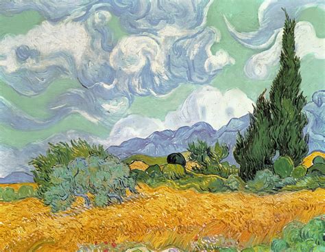 Van Gogh & Wheatfield with Cypresses & Wall Mural - | Wallsauce UK