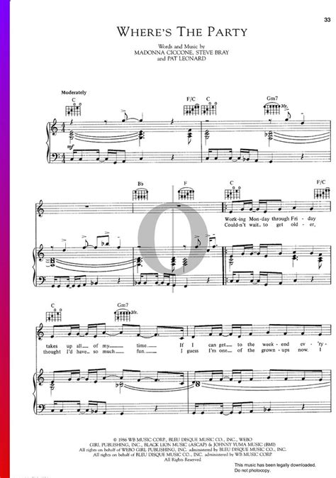 Where S The Party Madonna Piano Sheet Music Oktav