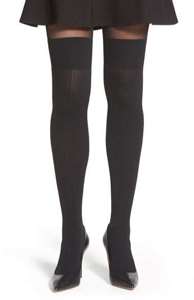 Pretty Polly Secret Socks Cable Tights Black One Size