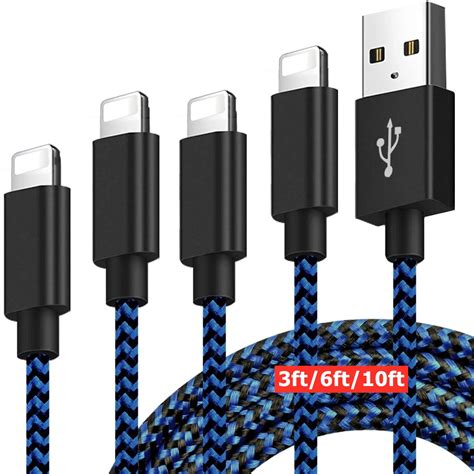 For Iphone Charging Cable Usb 3ft 6ft 10ft For Iphone Cable Charger Braided Nylon 3 Pack 5 Pack