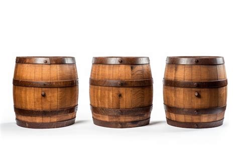 Premium AI Image Three Wooden Barrels On A White Background