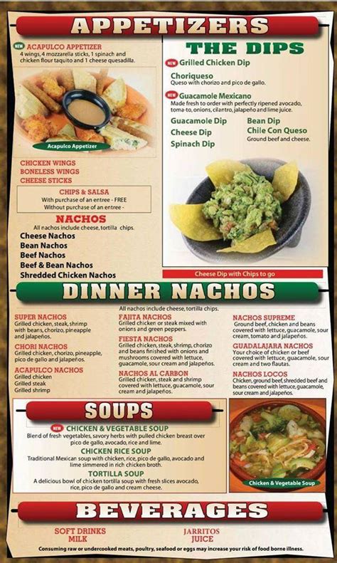 Menu at Acapulco Restaurant, Xenia