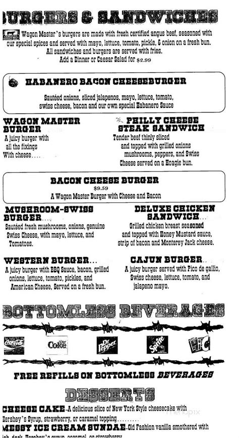 Menu Of Wagon Master Steakhouse Inc In Leesville La 71446