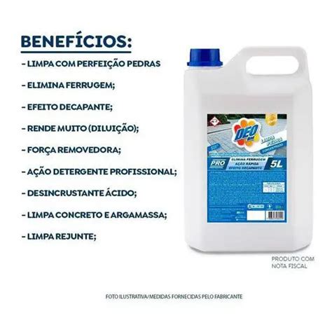 Limpa Pedra Concentrado 1 10 Deoline 5l Higipel