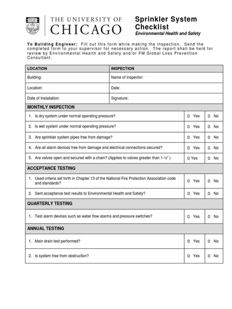 Fire Sprinkler Inspection Checklist Pdf Fill Online 41 Off