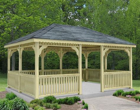 Treated Pine Single Roof Rectangle Gazebos with Rubber Slate Shingles | Gazebos by Available ...