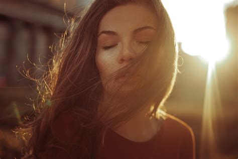 Wallpaper Sunlight Closed Eyes Model Face Women Outdoors