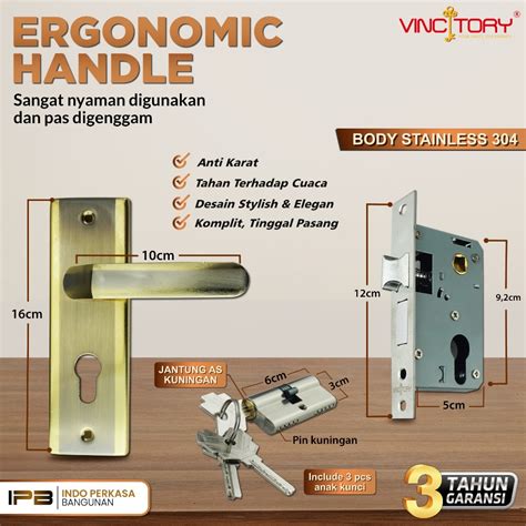 Jual VINCITORY Set Kunci Pintu Rumah Siap Pasang Handle Set Kunci