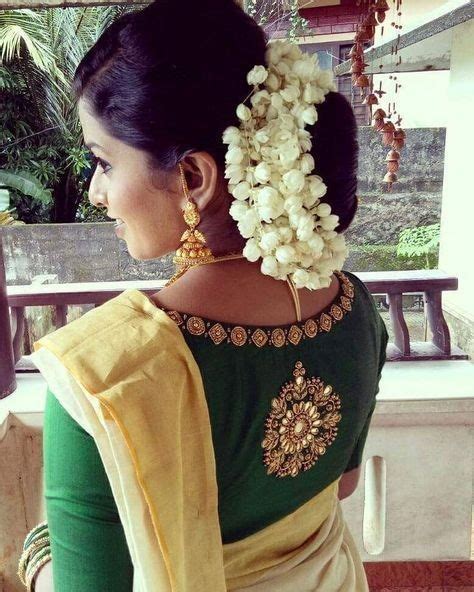 Trendy Green Kerala Saree Blouse Designs To Try In Bling Sparkle