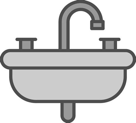 Lavabo L Nea Lleno Escala De Grises Icono Dise O Vector En