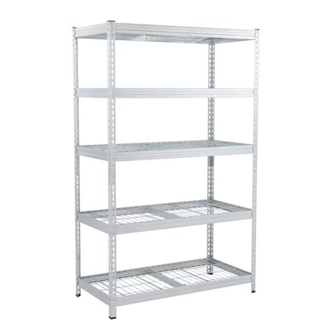 Husky 5 Tier Riveted Steel Garage Storage Shelving Unit In Silver 48